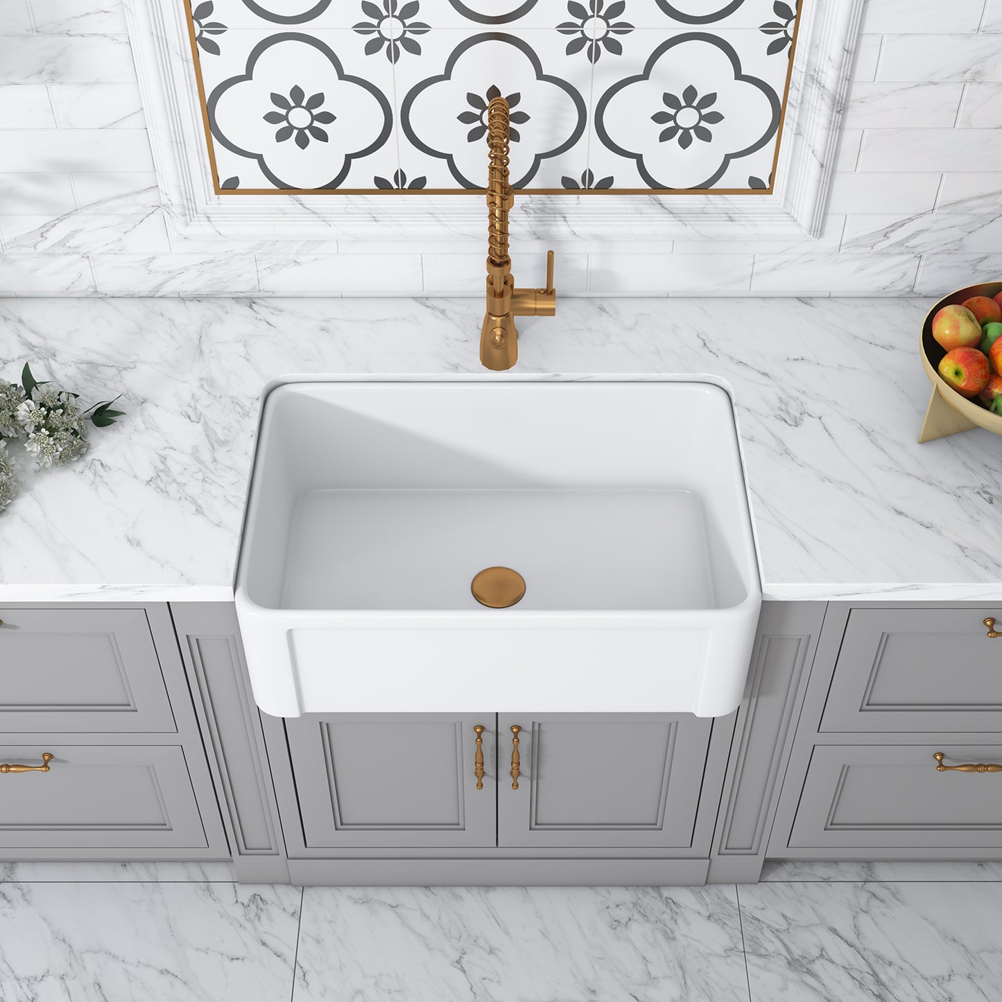 Ancona Glossy White Ceramic Rectangular 30" L x19.7" W Vessel Bathroom Sink