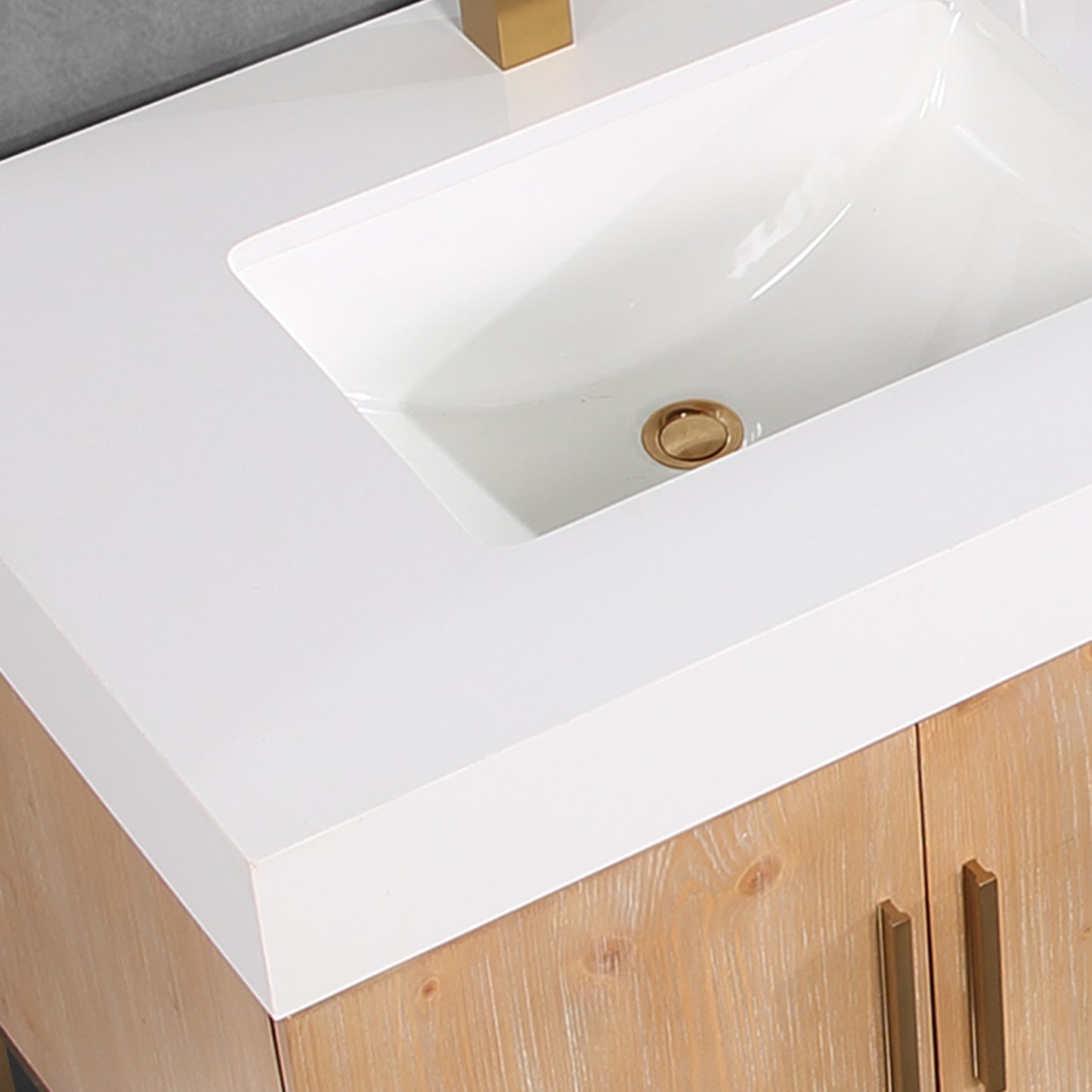 Bianco 72" Double Bathroom Vanity in Light Brown and White Composite Stone Countertop without Mirror