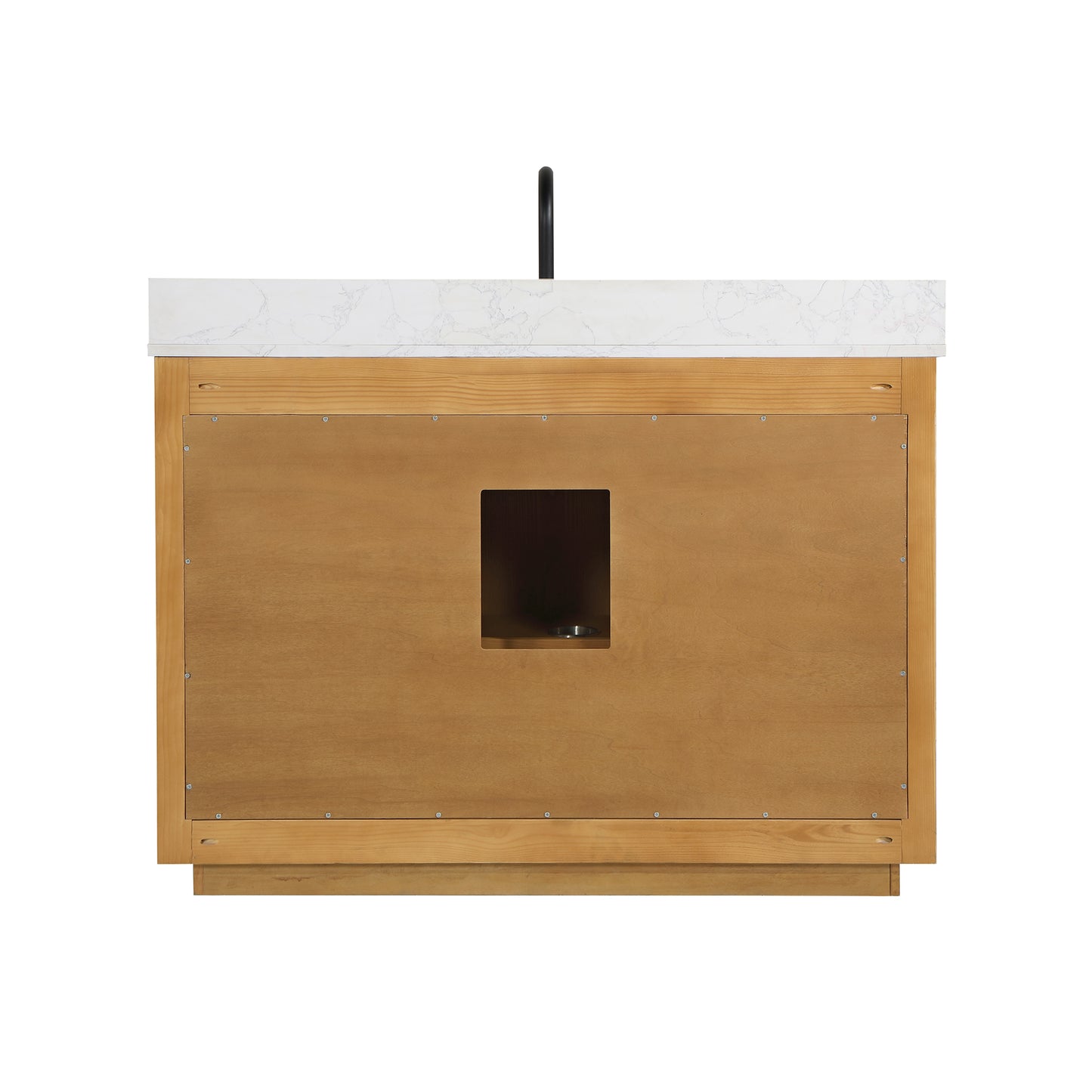 Perla 48" Single Bathroom Vanity in Natural Wood with Grain White Composite Stone Countertop
