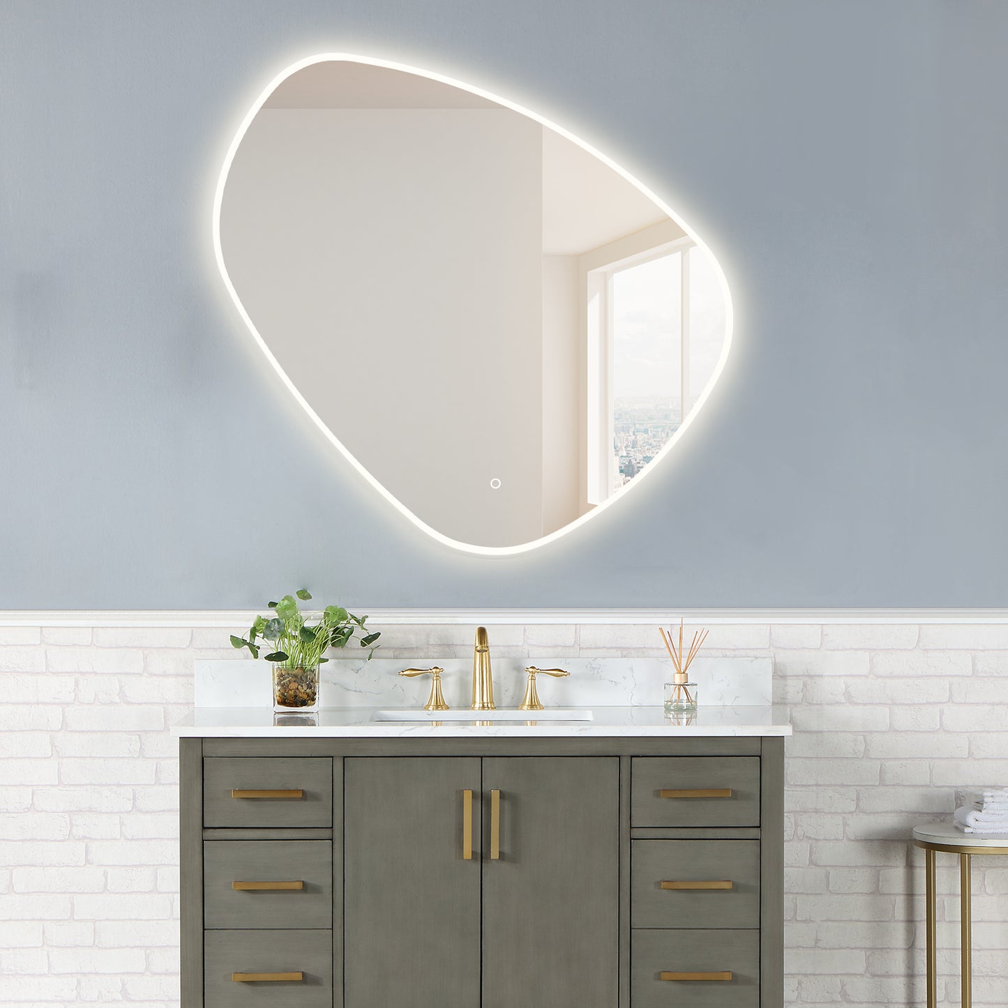 Rasso Novelty  47" Frameless Modern Bathroom/Vanity LED Lighted Wall Mirror