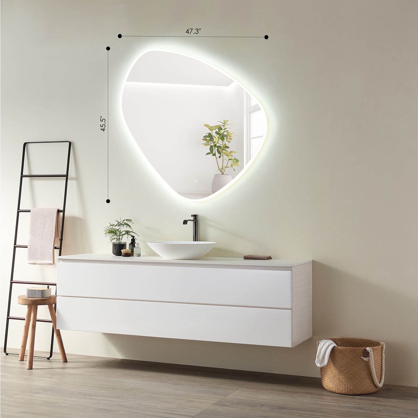 Rasso Novelty  47" Frameless Modern Bathroom/Vanity LED Lighted Wall Mirror