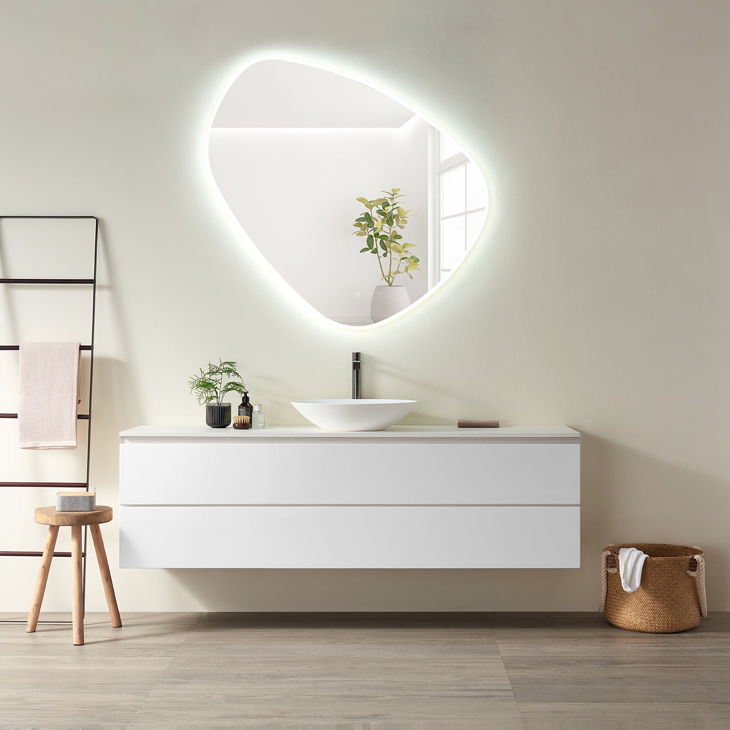 Rasso Novelty  47" Frameless Modern Bathroom/Vanity LED Lighted Wall Mirror