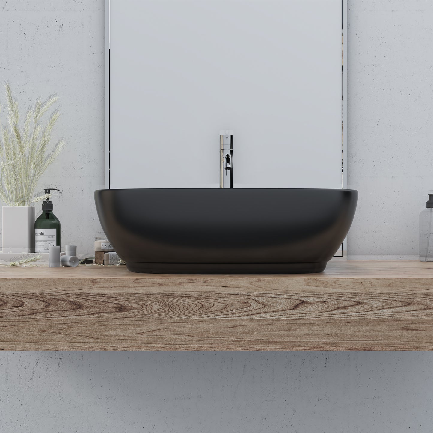 20 in. Oval Black  Finish Ceramic Vessel Bathroom Vanity Sink